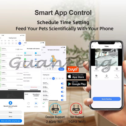 6L Wifi Smart Pet Feeder Camera Tuya App Control Single Double Bowl Cat Dog Food Dispenser Automatic Pet Feeder with Camera