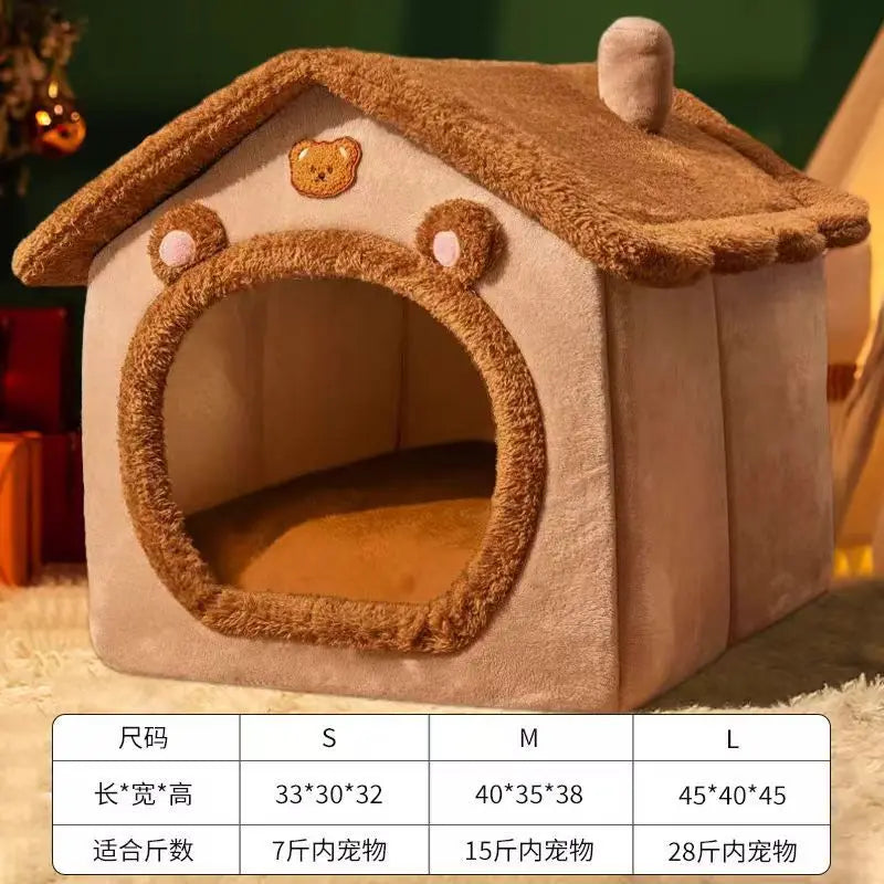 2024Foldable Pet House Removable Washable Cat House Puppy Cave Sofa Pet Bed House for Extra Small Dogs and Small and Medium Cats